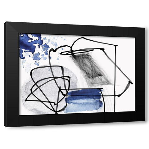 Illusion of Blue  Black Modern Wood Framed Art Print with Double Matting by Orlov, Irena