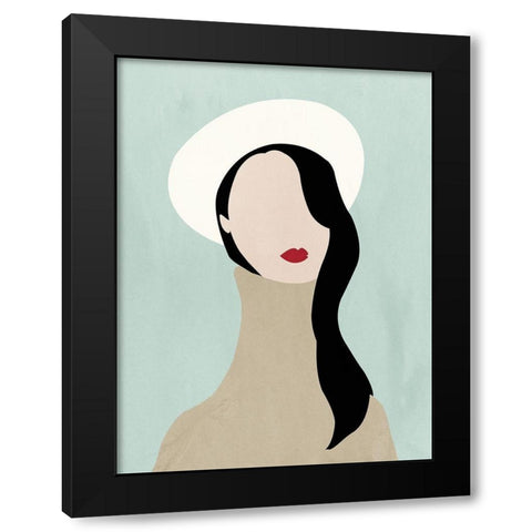 Selfportrait Black Modern Wood Framed Art Print by Sozi