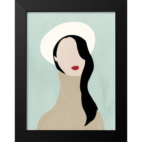 Selfportrait Black Modern Wood Framed Art Print by Sozi