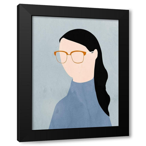 Eva Black Modern Wood Framed Art Print with Double Matting by Sozi