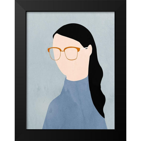 Eva Black Modern Wood Framed Art Print by Sozi