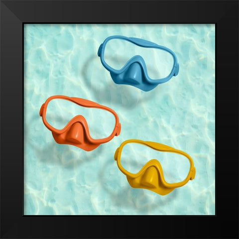 Swim with me Black Modern Wood Framed Art Print by Dittmann
