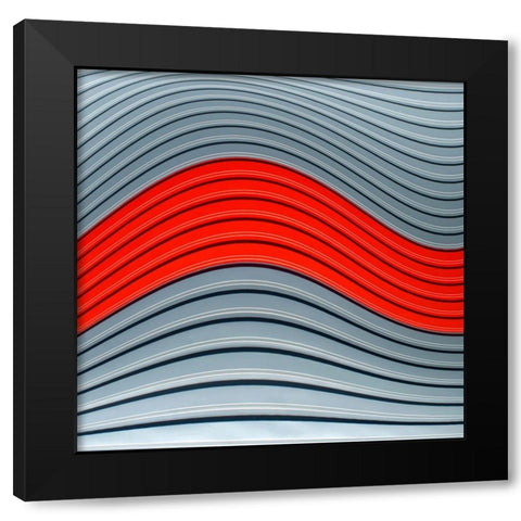 Vangindertael - Red Wave Black Modern Wood Framed Art Print with Double Matting by Vangindertael