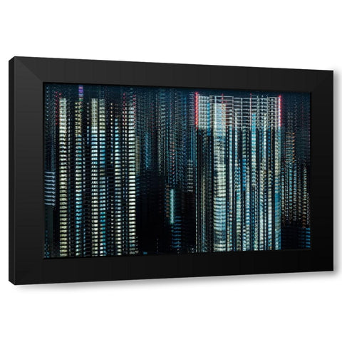 Makoto - Tokyo Layers Black Modern Wood Framed Art Print by Makoto