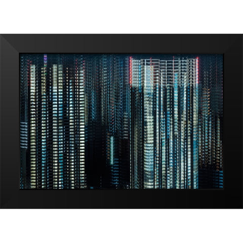 Makoto - Tokyo Layers Black Modern Wood Framed Art Print by Makoto