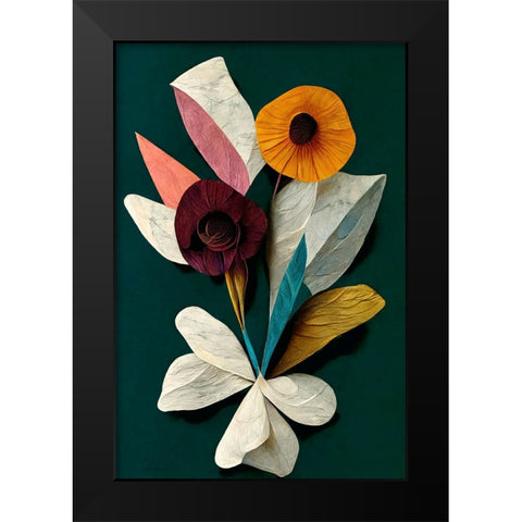 A Paper Bouquet Black Modern Wood Framed Art Print by Treechild
