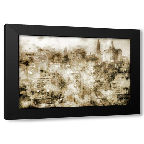 New York Street Black Modern Wood Framed Art Print by Roozbeh