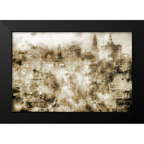 New York Street Black Modern Wood Framed Art Print by Roozbeh