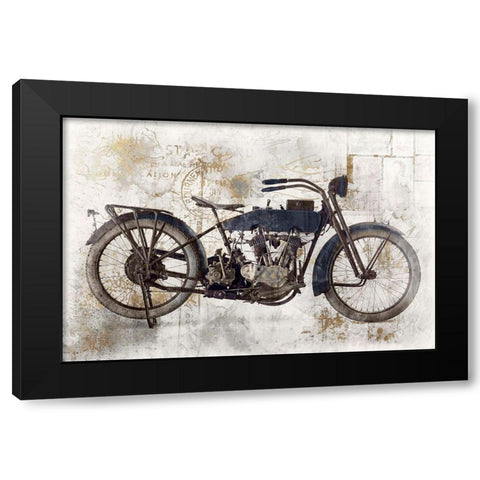 Navy Motocycle Black Modern Wood Framed Art Print by Roozbeh