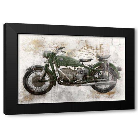Green MotorcycleÂ  Black Modern Wood Framed Art Print with Double Matting by Roozbeh