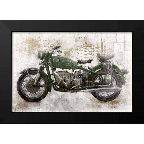 Green MotorcycleÂ  Black Modern Wood Framed Art Print by Roozbeh