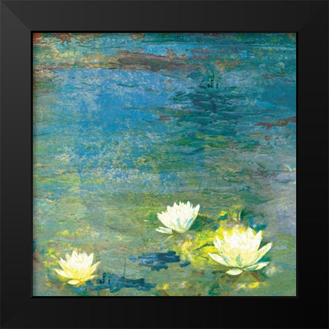 Flowers in the Pond Black Modern Wood Framed Art Print by PI Studio