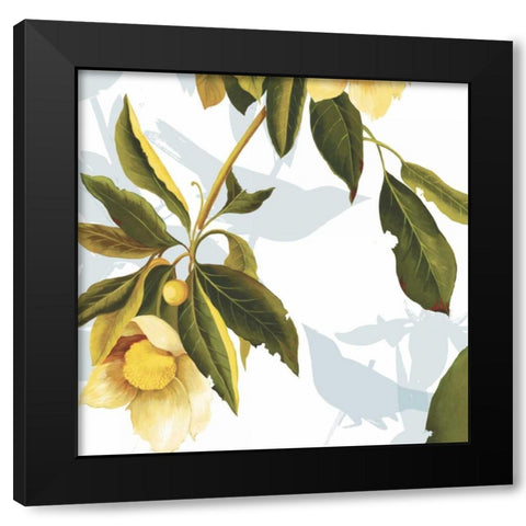 Lemon Floral Black Modern Wood Framed Art Print by PI Studio