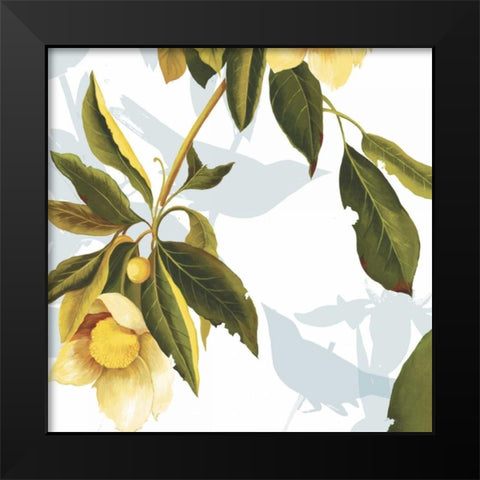 Lemon Floral Black Modern Wood Framed Art Print by PI Studio