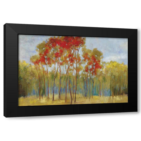 Touches of Red Black Modern Wood Framed Art Print with Double Matting by PI Studio