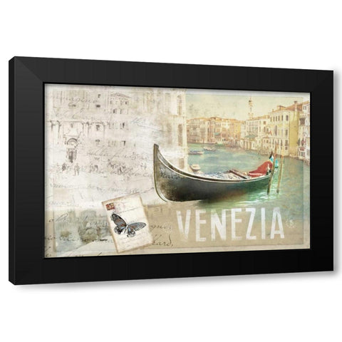 Venezia Butterfly Black Modern Wood Framed Art Print with Double Matting by PI Studio