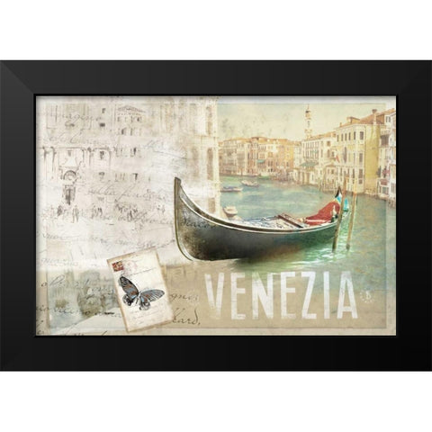 Venezia Butterfly Black Modern Wood Framed Art Print by PI Studio