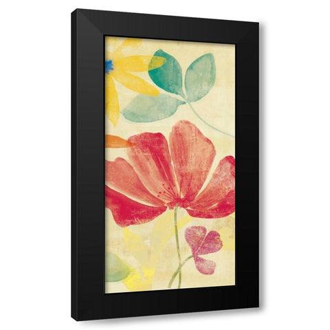 Field Floral II Black Modern Wood Framed Art Print with Double Matting by PI Studio