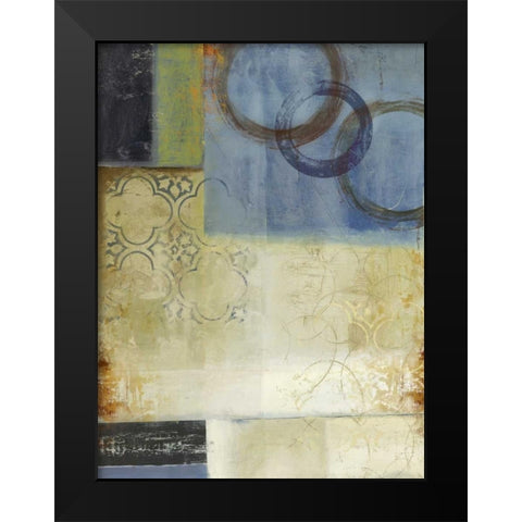 Composition in Blue I Black Modern Wood Framed Art Print by PI Studio