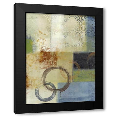 Composition in Blue II Black Modern Wood Framed Art Print with Double Matting by PI Studio