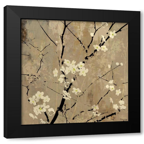 Blossom Abstracted Black Modern Wood Framed Art Print with Double Matting by PI Studio