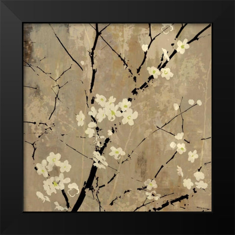 Blossom Abstracted Black Modern Wood Framed Art Print by PI Studio