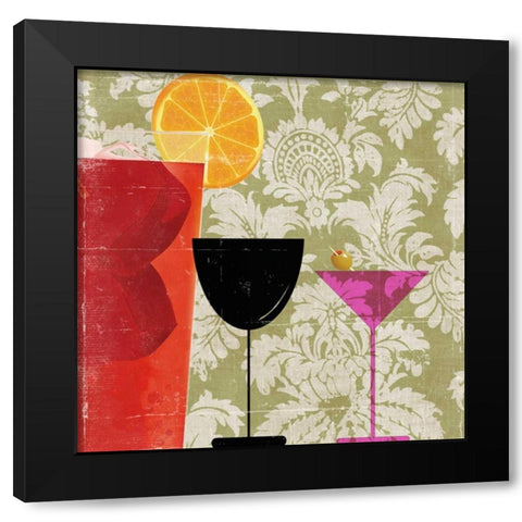 Cocktail II Black Modern Wood Framed Art Print with Double Matting by PI Studio