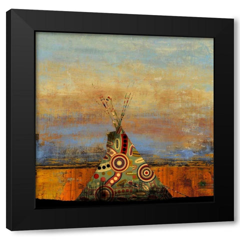 Blue Face Black Modern Wood Framed Art Print with Double Matting by PI Studio