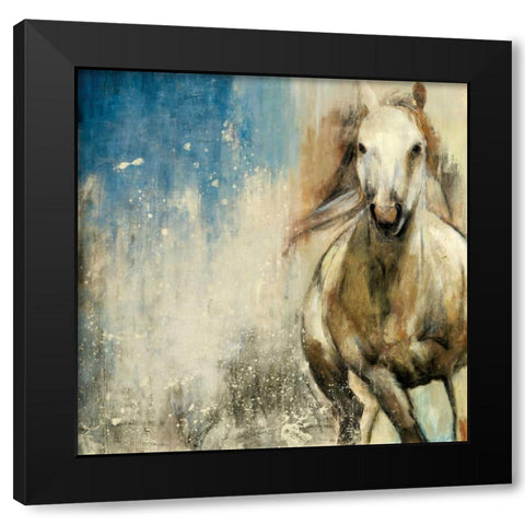 Horses I Black Modern Wood Framed Art Print with Double Matting by PI Studio