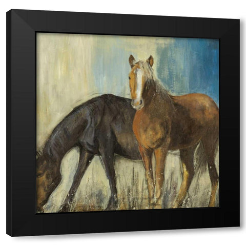 Horses II Black Modern Wood Framed Art Print with Double Matting by PI Studio