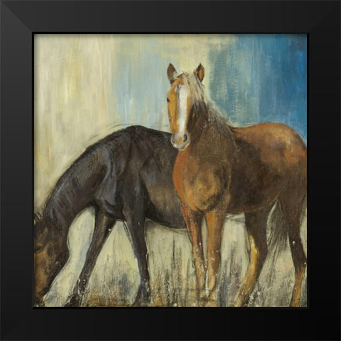 Horses II Black Modern Wood Framed Art Print by PI Studio