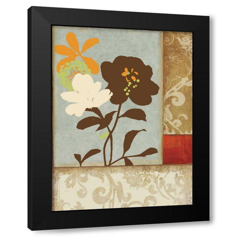 Floral Damask I Black Modern Wood Framed Art Print with Double Matting by PI Studio