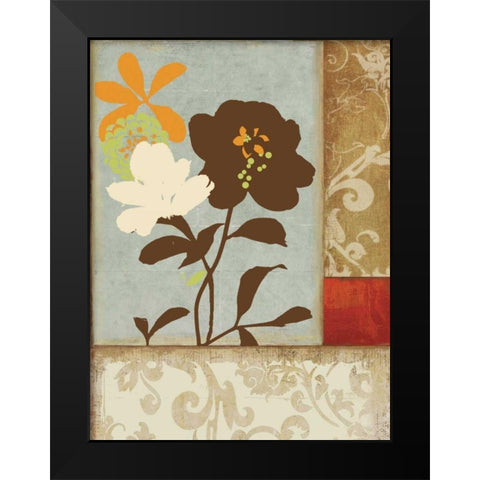 Floral Damask I Black Modern Wood Framed Art Print by PI Studio