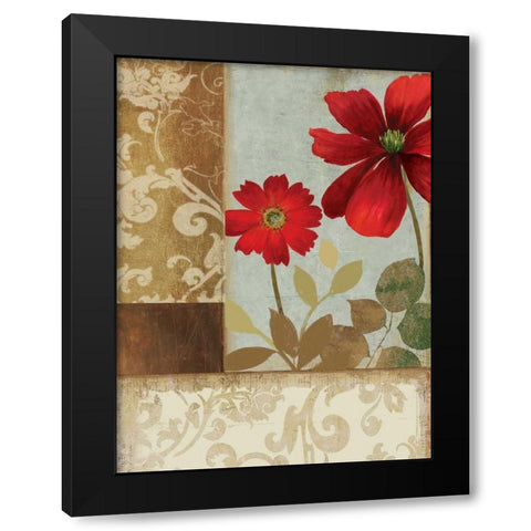 Floral Damask II Black Modern Wood Framed Art Print with Double Matting by PI Studio