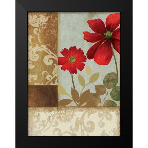 Floral Damask II Black Modern Wood Framed Art Print by PI Studio