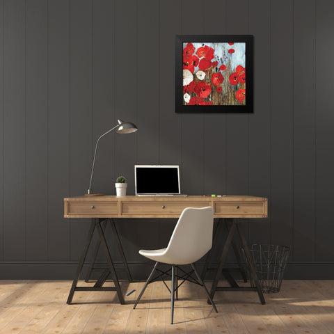 Passion Poppies I Black Modern Wood Framed Art Print by PI Studio