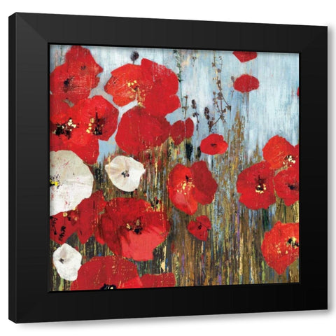 Passion Poppies I Black Modern Wood Framed Art Print with Double Matting by PI Studio