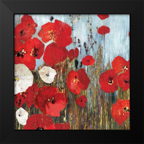 Passion Poppies I Black Modern Wood Framed Art Print by PI Studio