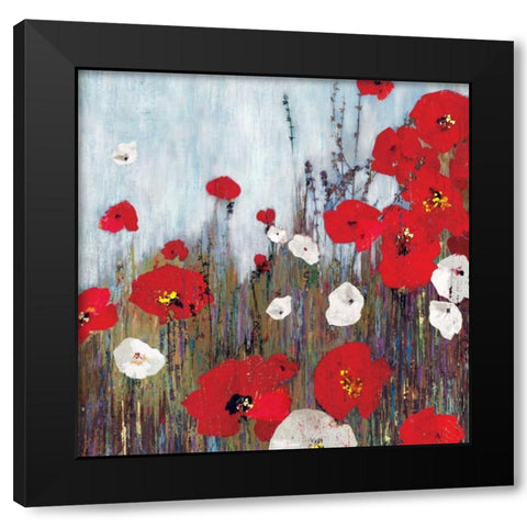 Passion Poppies II Black Modern Wood Framed Art Print by PI Studio