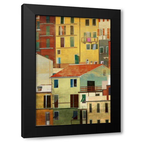 Manarola II Black Modern Wood Framed Art Print with Double Matting by PI Studio