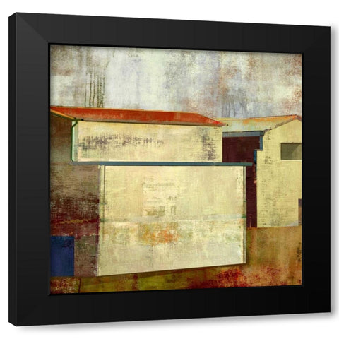 Abstract Construction I Black Modern Wood Framed Art Print with Double Matting by PI Studio