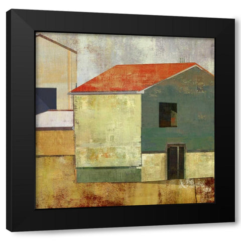Abstract Construction II Black Modern Wood Framed Art Print with Double Matting by PI Studio