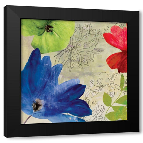 Indigo Flower I Black Modern Wood Framed Art Print with Double Matting by PI Studio