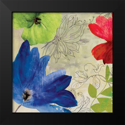 Indigo Flower I Black Modern Wood Framed Art Print by PI Studio