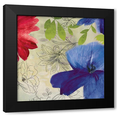 Indigo Flower II Black Modern Wood Framed Art Print with Double Matting by PI Studio