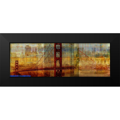 Sunset Bridge Black Modern Wood Framed Art Print by PI Studio