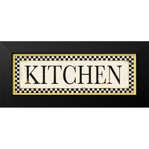 Kitchen Checks Black Modern Wood Framed Art Print by PI Studio