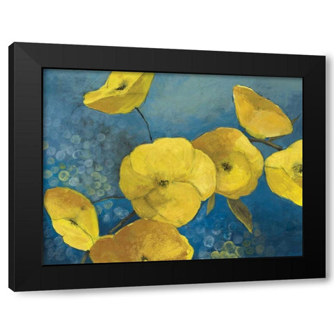 Sunshine Flowers Black Modern Wood Framed Art Print by PI Studio