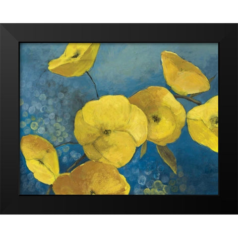Sunshine Flowers Black Modern Wood Framed Art Print by PI Studio