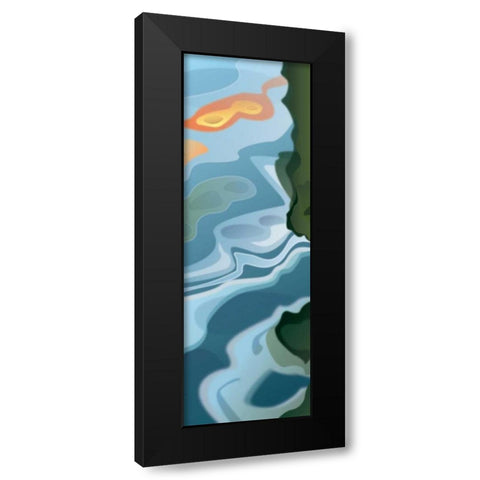 Liquid Waves Black Modern Wood Framed Art Print with Double Matting by PI Studio